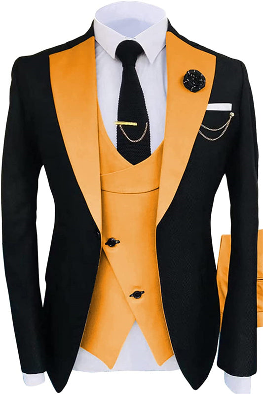 Chic Orange Shawl Lapel 3-Piece Prom Suit