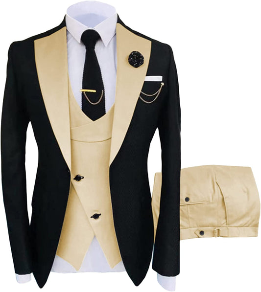 Champagne Shawl Lapel 3-Piece Close-Fitting Prom Suit