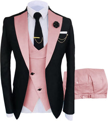 Stylish Pink Shawl Lapel 3-Piece Prom Suit for Men