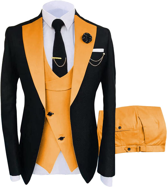 Chic Orange Shawl Lapel 3-Piece Prom Suit