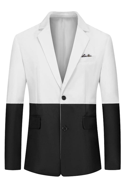 Black and White Notched Lapel 2-Piece Fancy Prom Suit