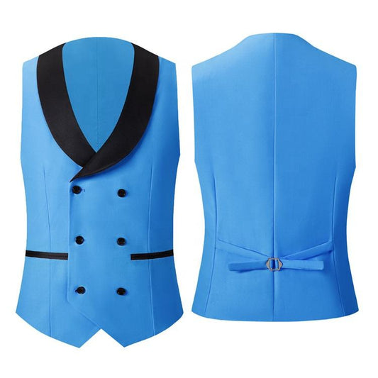 Fashion Blue Peaked Lapel 3-Piece Prom Suit