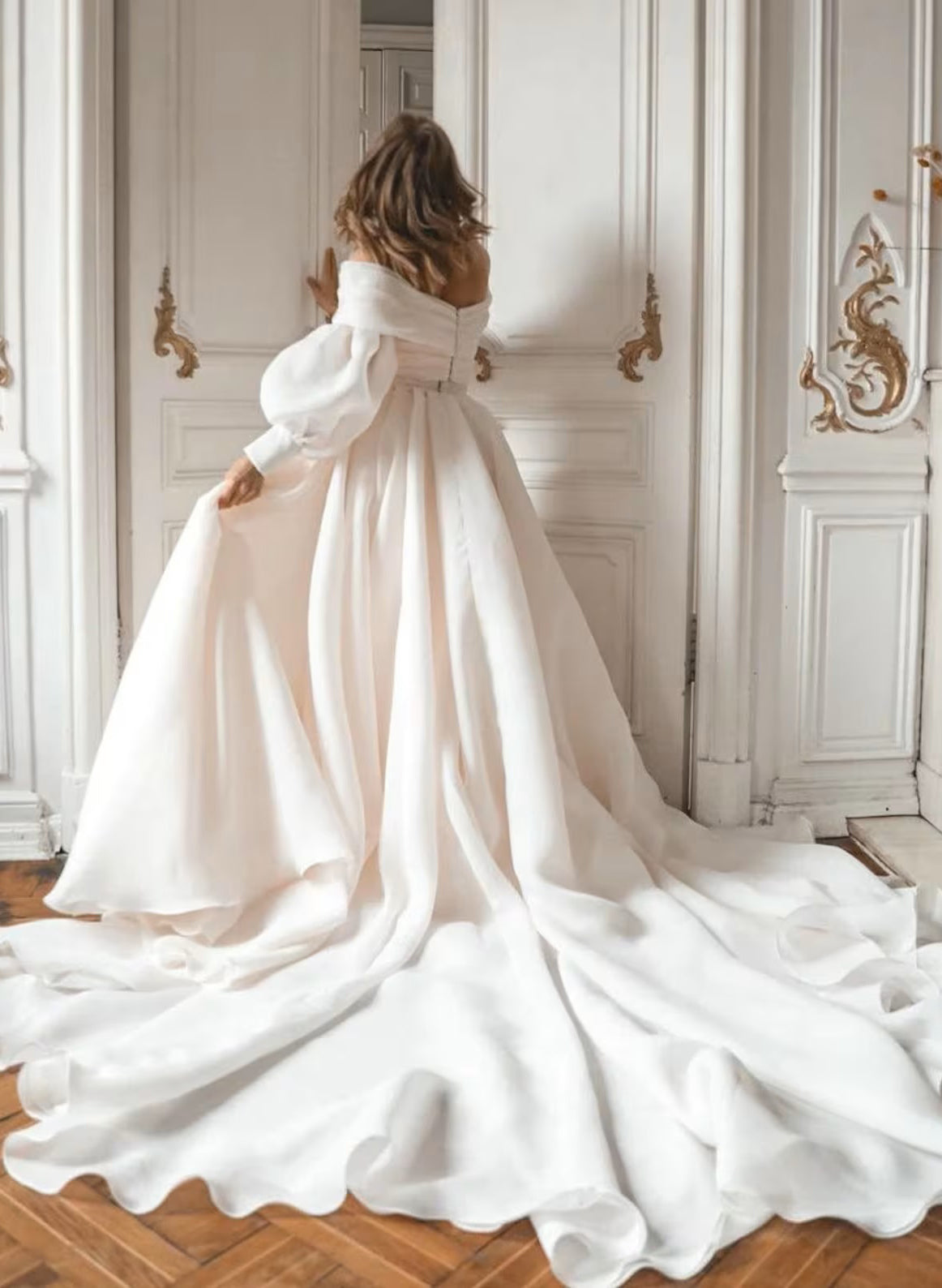 Off-The-Shoulder Wedding Dresses with Romantic Long Sleeves