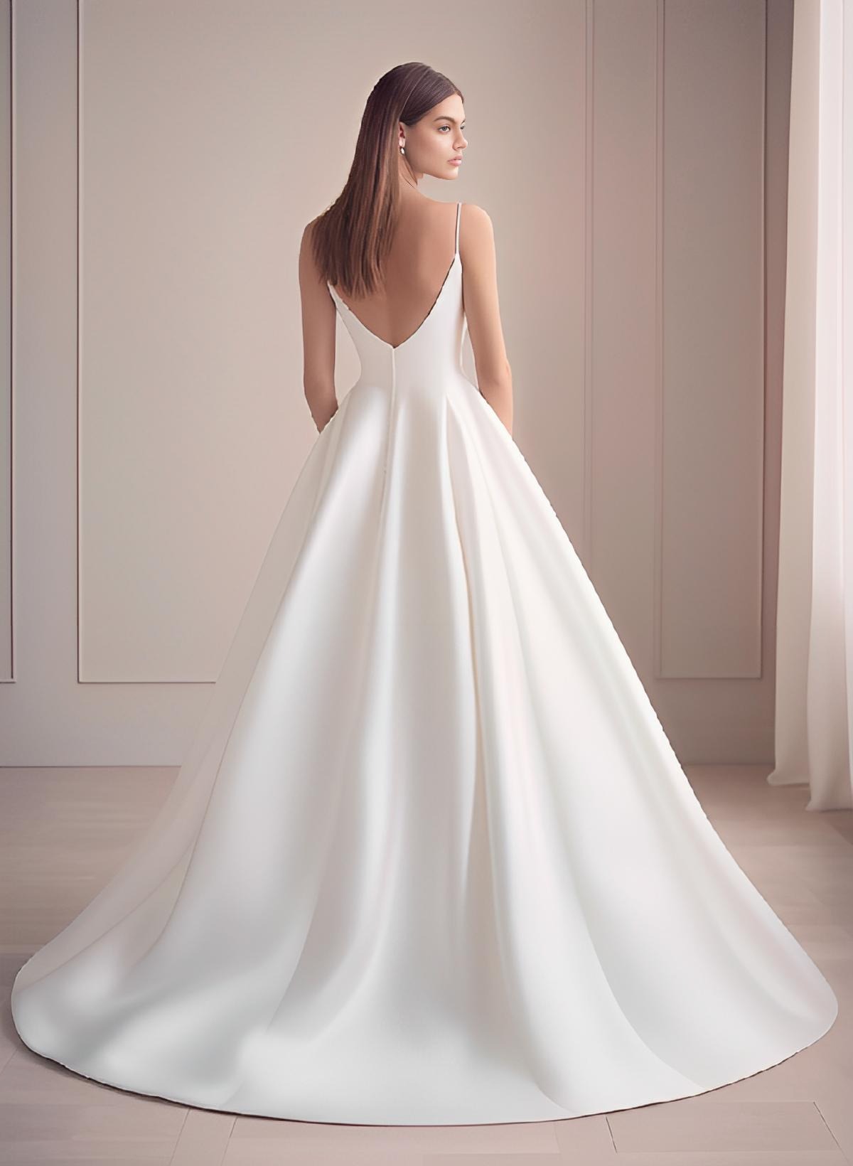 V-neck Ball Gown Wedding Dress With Sweep Train