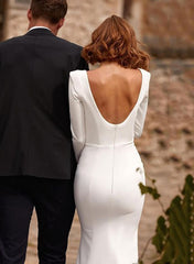 Sleek Long Sleeve Square Neckline Wedding Gowns