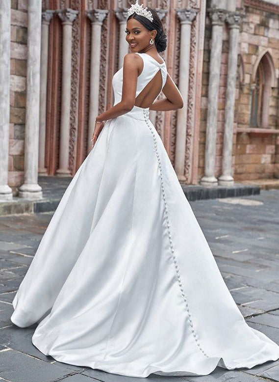 A-Line Back Hole Wedding Dresses With Pockets