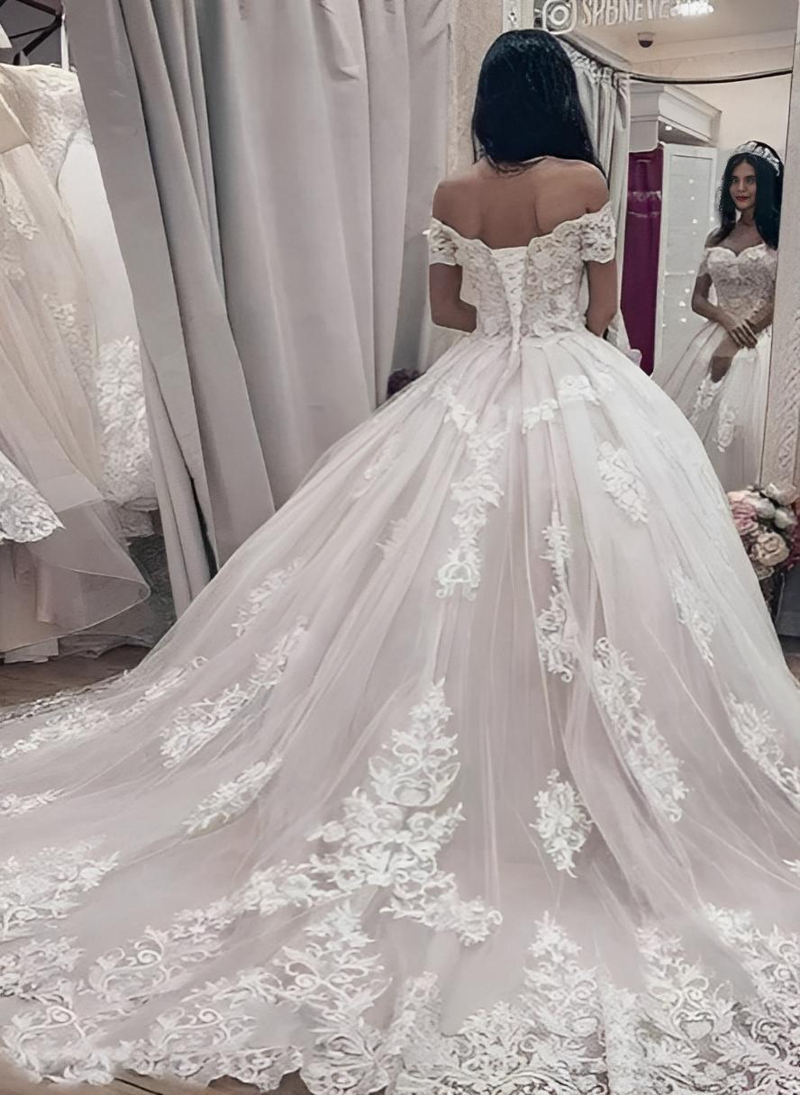 Off-The-Shoulder Ball-Gown Lace Wedding Dresses