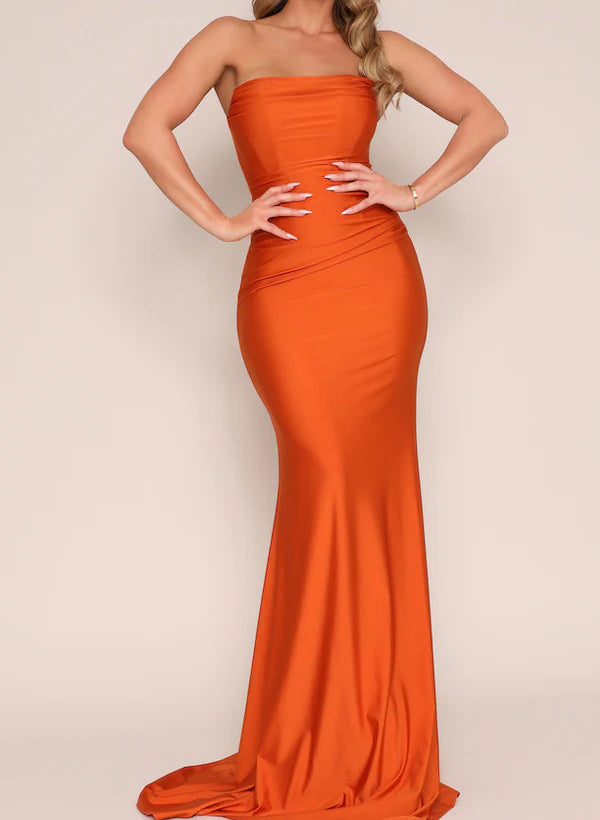 Strapless Fitted Trumpet Mermaid Jersey Bridesmaid Dresses