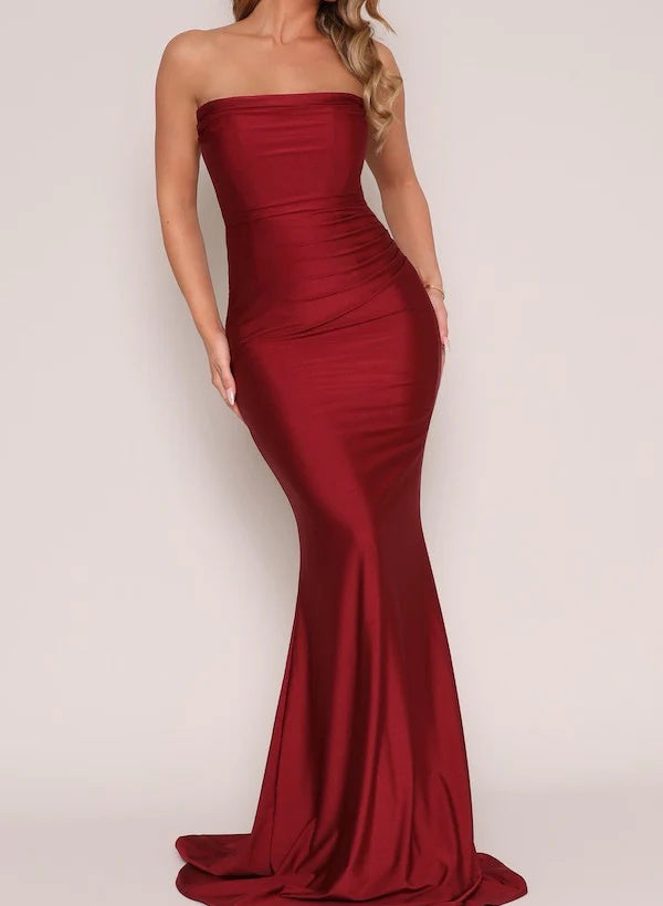 Strapless Fitted Trumpet Mermaid Jersey Bridesmaid Dresses