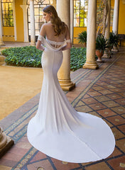 Sweetheart Sleeveless Court Train Elastic Satin Wedding Dresses