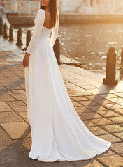 Elegant Satin Wedding Dresses with A-Line Sweetheart and Long Sleeves