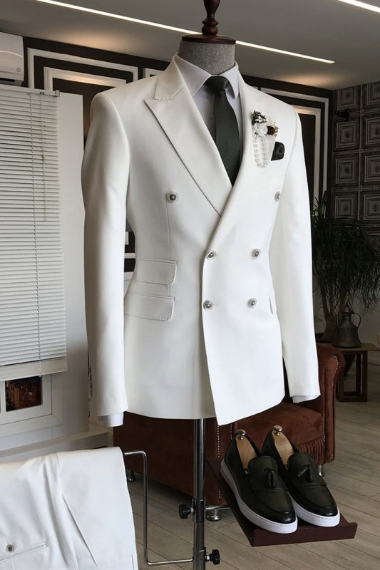 Chris White Double-Breasted Peaked Lapel Prom Suit