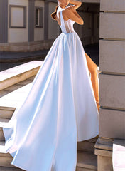 Sweetheart Satin Wedding Dress with High Split Front