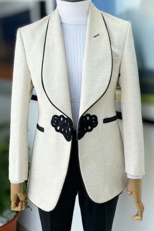 White Two-Piece Shawl Lapel Wedding Suit - New Arrival