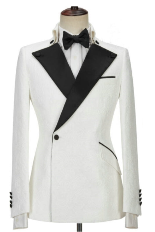 White Two-Piece Peaked Lapel Bespoke Prom Suit