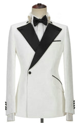 White Two-Piece Peaked Lapel Bespoke Prom Suit