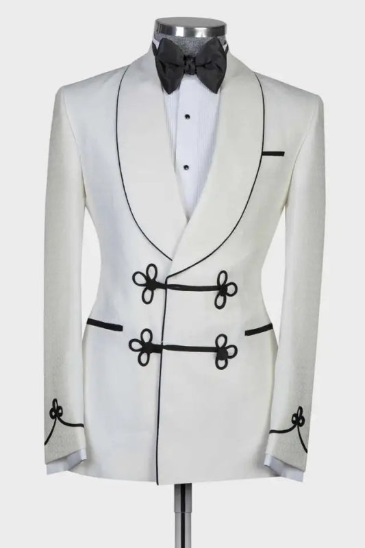 White Two-Piece Shawl Lapel Wedding Suit for Men