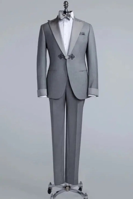 Gray Peaked Lapel New Arrival 2-Piece Prom Suit