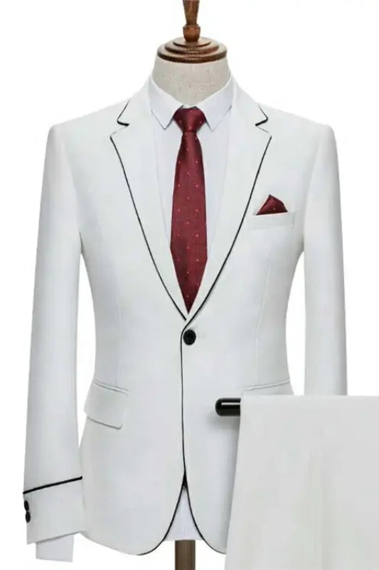 Simple White Notched Lapel 2-Piece Prom Suit