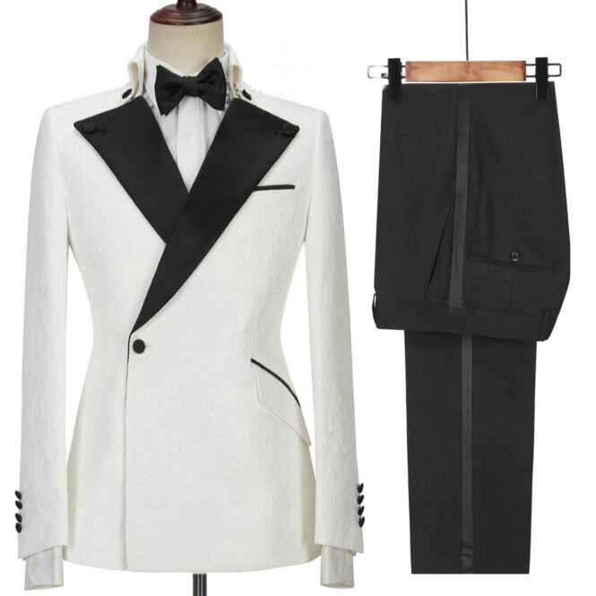 White Two-Piece Peaked Lapel Bespoke Prom Suit