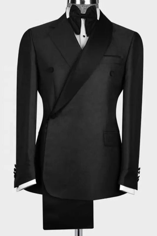 Stylish Black Shawl Lapel 2-Piece Bespoke Wedding Suit