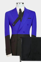 Royal Blue Peaked Lapel Double Breasted New Arrival Prom Suit