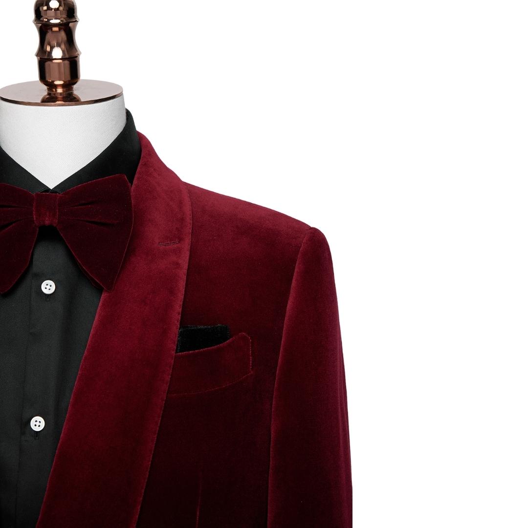 Burgundy Two-Piece Shawl Lapel Wedding Suit - New Arrival