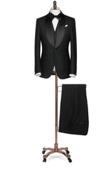 Formal Black Shawl Lapel 3-Piece Wedding Suit