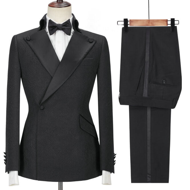 Black Two-Piece Peaked Lapel Prom Suit