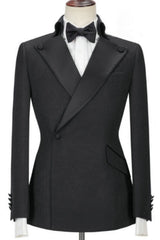 Black Two-Piece Peaked Lapel Prom Suit