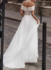 Off-The-Shoulder Sleeveless Wedding Dress