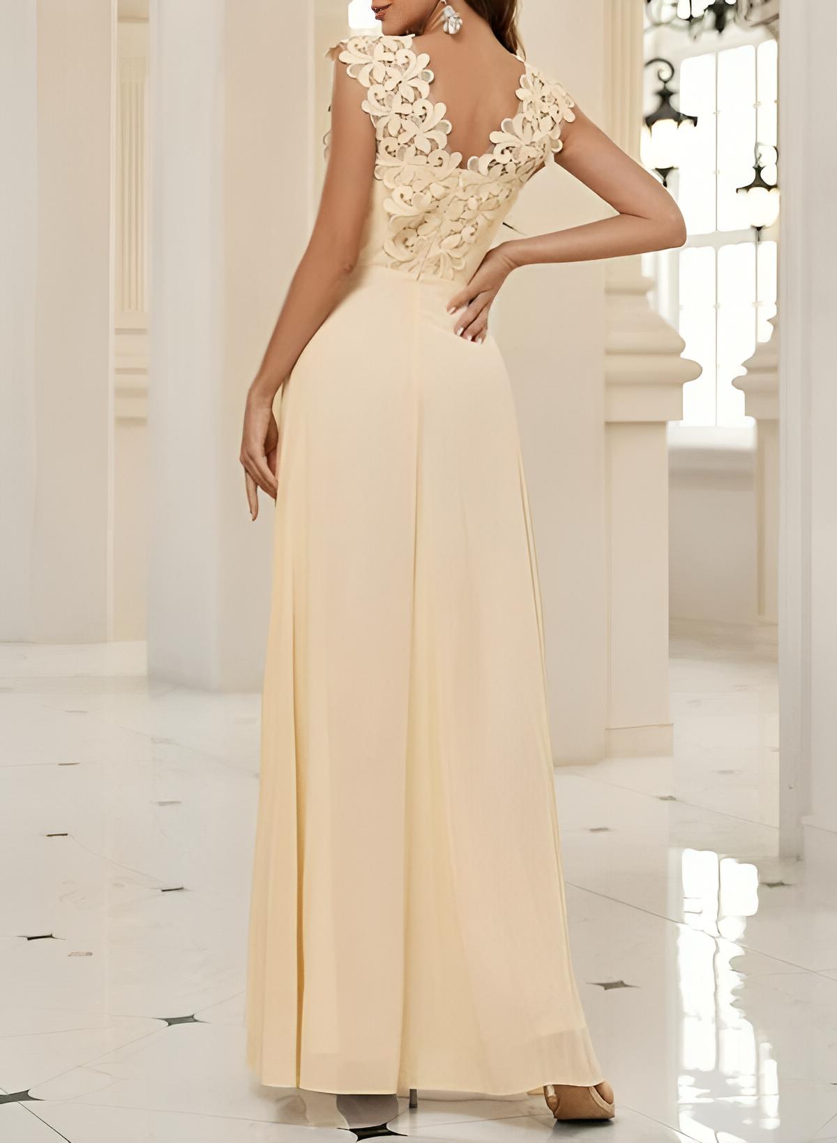 Sweetheart Sleeveless Floor-Length Chiffon Bridesmaid Dresses With Lace