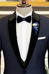 Fancy Navy Blue Peaked Lapel 2-Piece Men's Prom Suit