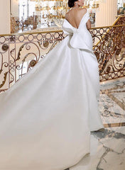 Satin Wedding Dress with Strapless Sleeveless Court Train