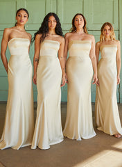 Strapless Sleeveless Floor-Length Bridesmaid Dress