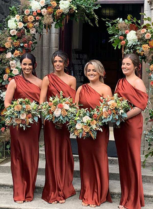 Asymmetrical Sleeveless Floor-Length Bridesmaid Dresses