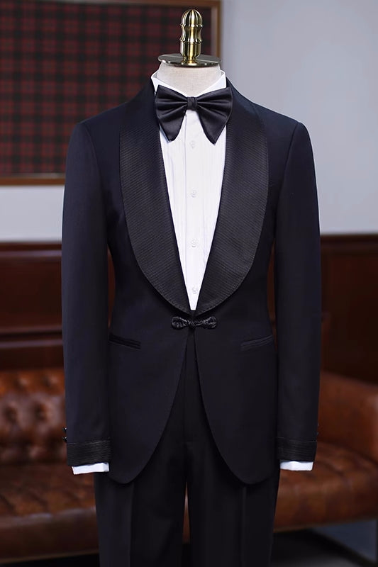 Black Shawl Lapel Wedding Suit for Men