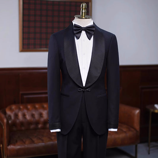 Black Shawl Lapel Wedding Suit for Men