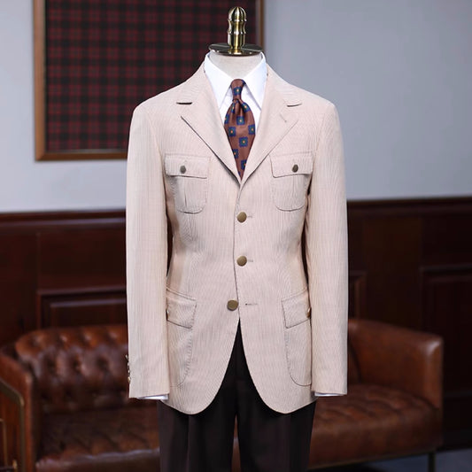 Classical Beige Notched Lapel Prom Suit for Men