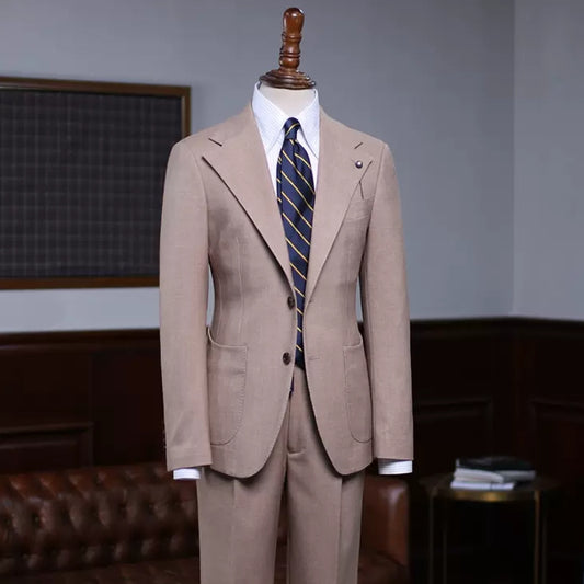 Elegant Khaki Notched Lapel Prom Suit for Men