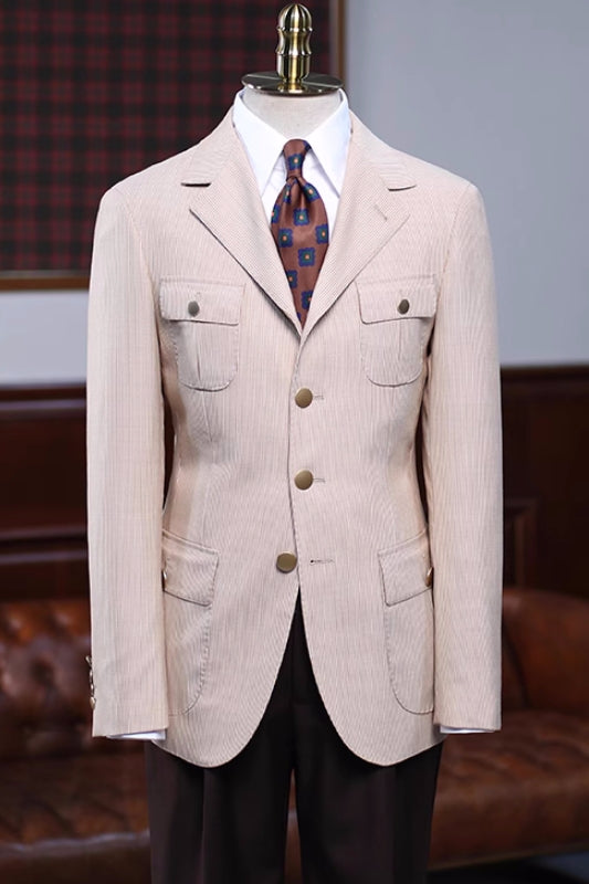 Classical Beige Notched Lapel Prom Suit for Men