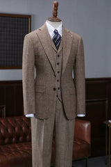 Coffee Notched Lapel Three-Piece Prom Suit