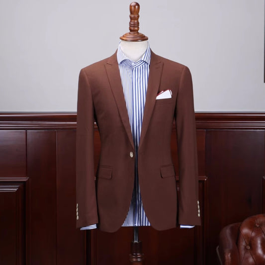 Bespoke Coffee Peaked Lapel Prom Suit for Men