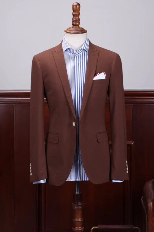 Bespoke Coffee Peaked Lapel Prom Suit for Men