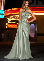 One-Shoulder Silk Like Satin Bridesmaid Dresses With Ruffle