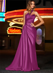 One-Shoulder Silk Like Satin Bridesmaid Dresses With Ruffle