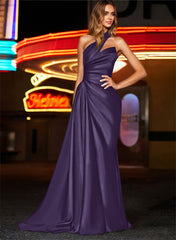 One-Shoulder Silk Like Satin Bridesmaid Dresses With Ruffle