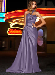 One-Shoulder Silk Like Satin Bridesmaid Dresses With Ruffle