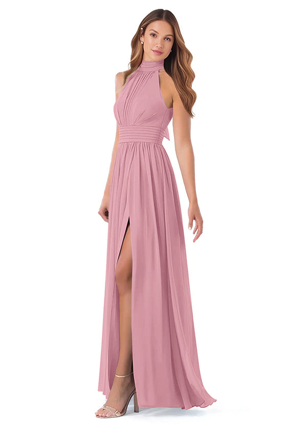 Bridesmaid Dresses: High Neck Chiffon with Bow