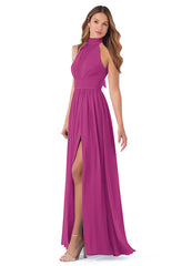 Bridesmaid Dresses: High Neck Chiffon with Bow